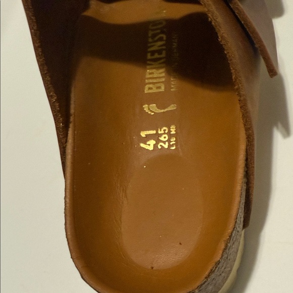 Birkenstock Tan Leather Sandals with Gold Buckles main image 7